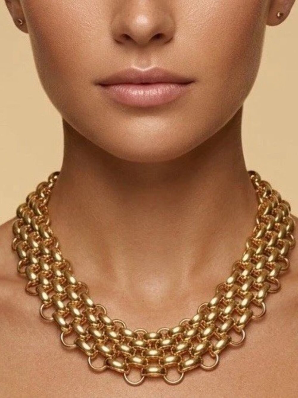 Gold Plated Panther Chunky Link Necklace Stainless Steel Women’s Jewelry